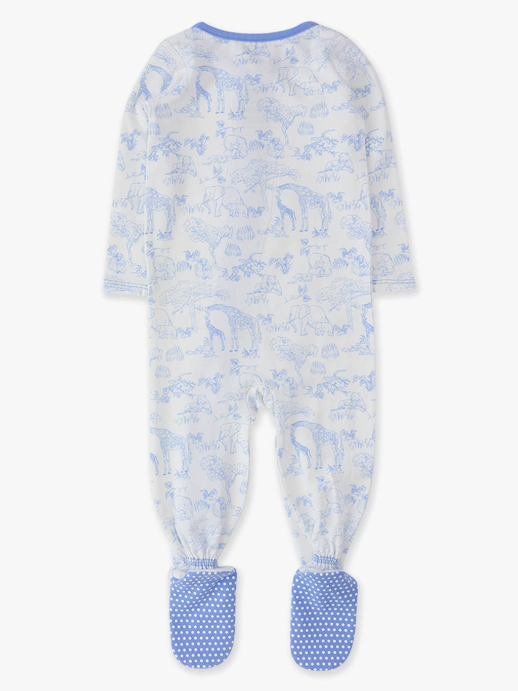 SoftSnooze™ Baby Cotton Modal Periwinkle Blue Safari Toile Footed One Piece Pajama