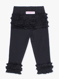 Girls Black Ruffle Leggings