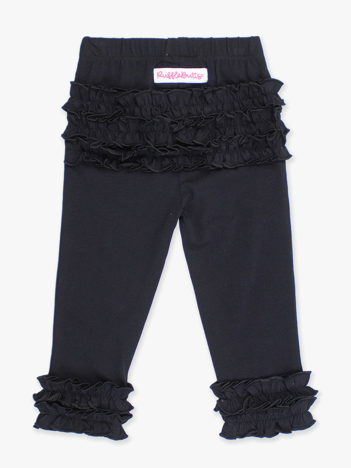 Girls Black Ruffle Leggings