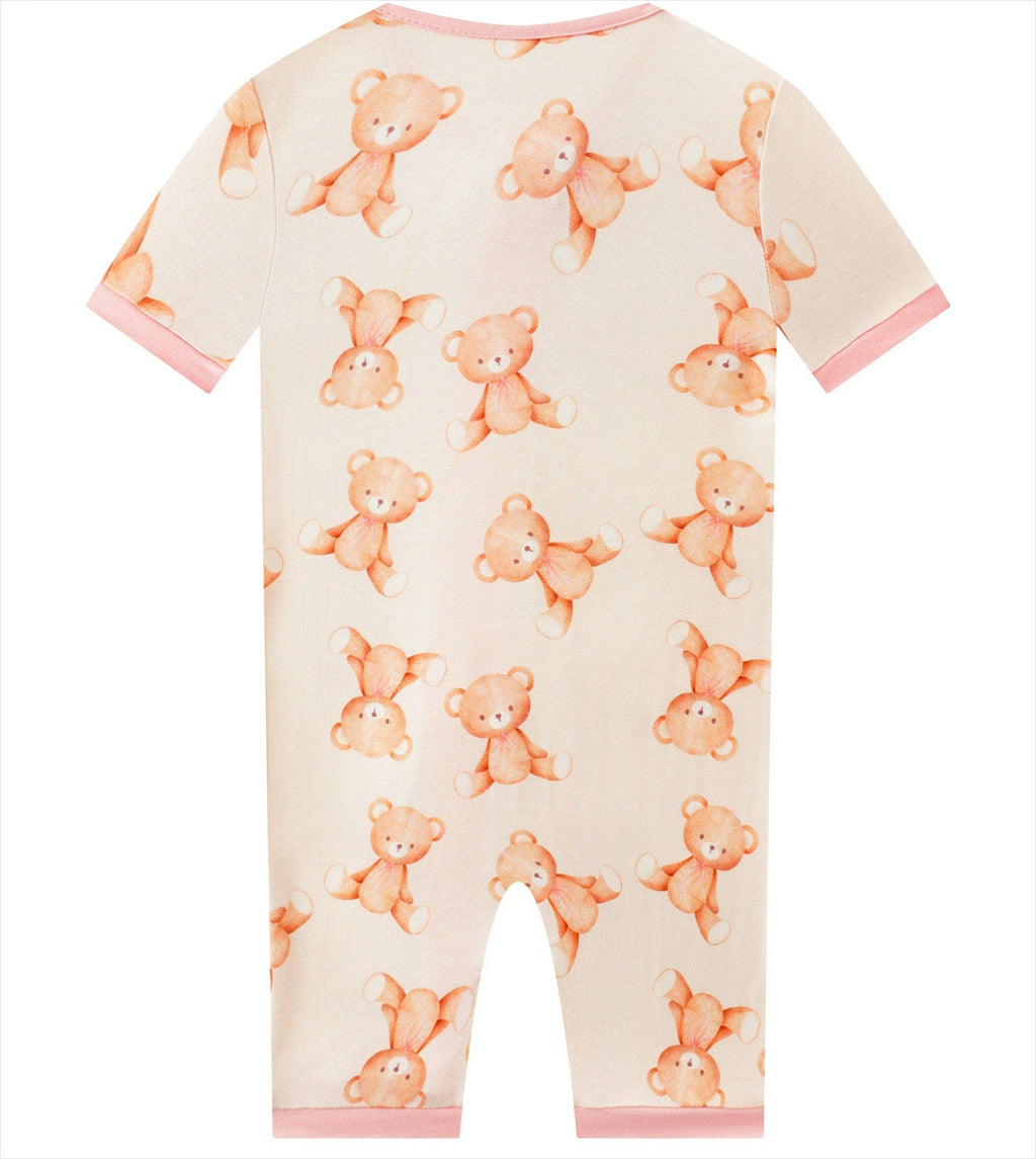 Posh TOT Teddy Bear Love Bamboo Shorty Romper