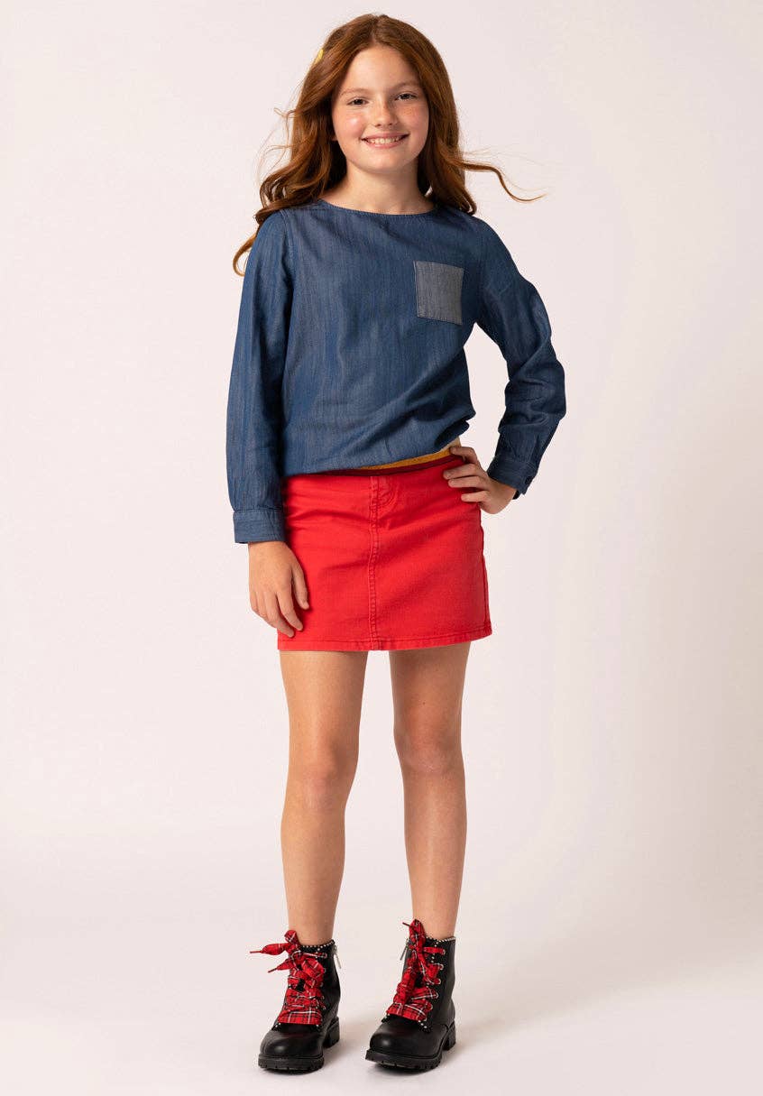 Colored Denim Skirt