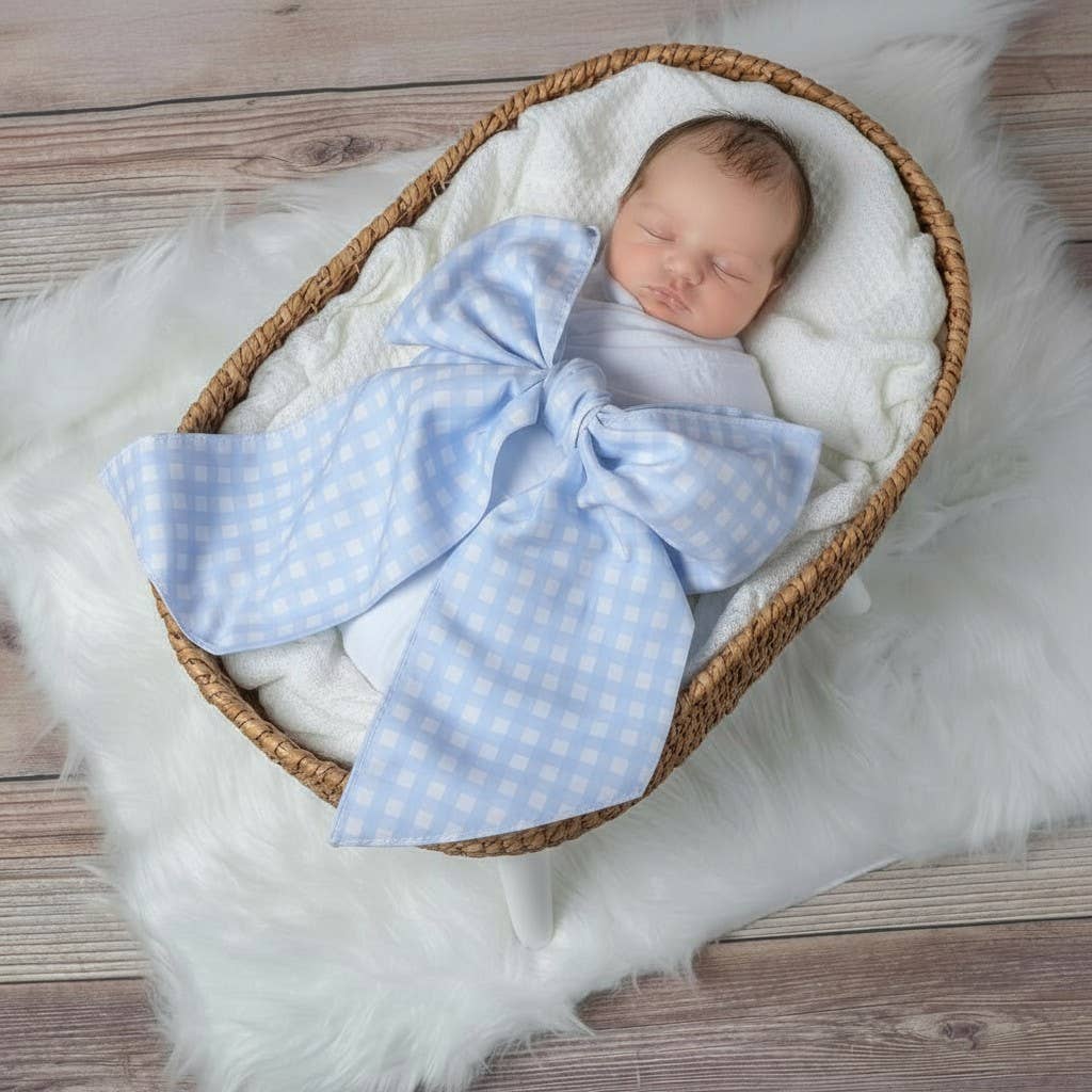 Newborn Swaddle Sash Maternity Sash with Big Bowknot Plaid