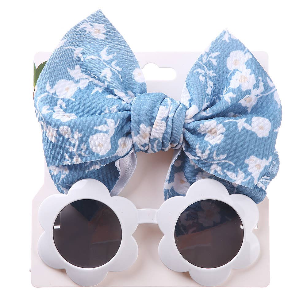 Baby Girl  Sunglasses and floral Headband 2pcs Set