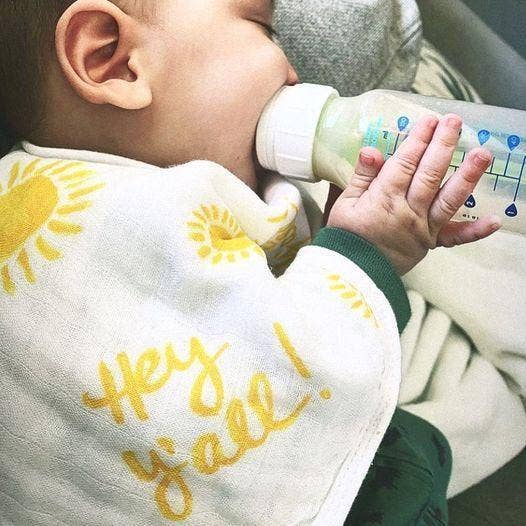 Hey Y’all! Baby Burp Cloth and Bib 2 in 1  Soft Bamboo Organic Cotton Combo