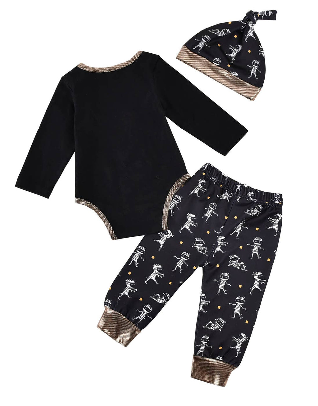Black Halloween Mummy 3pcs Baby Outfit