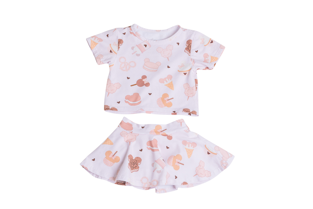 Parks Neutral Snacks Skirt Set - Soft Twirl Skirt & Top