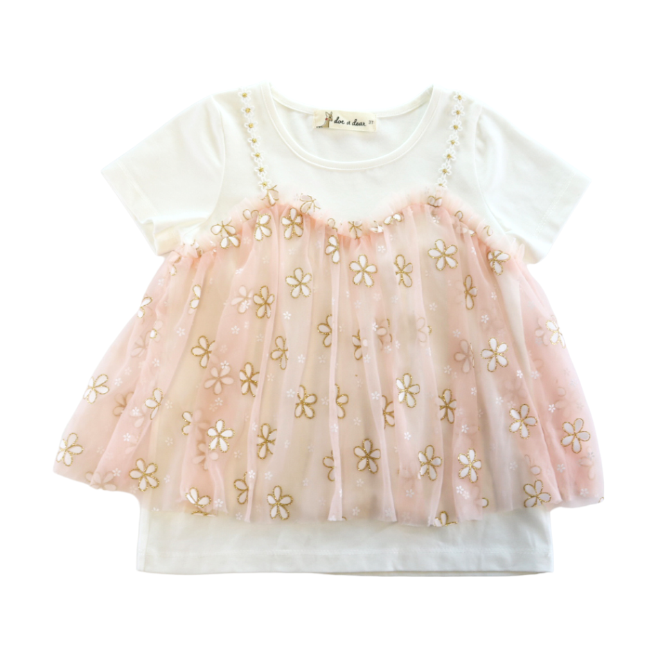 S15 13068 2-In-1 Glitter Floral Mesh Top (2 Colors)