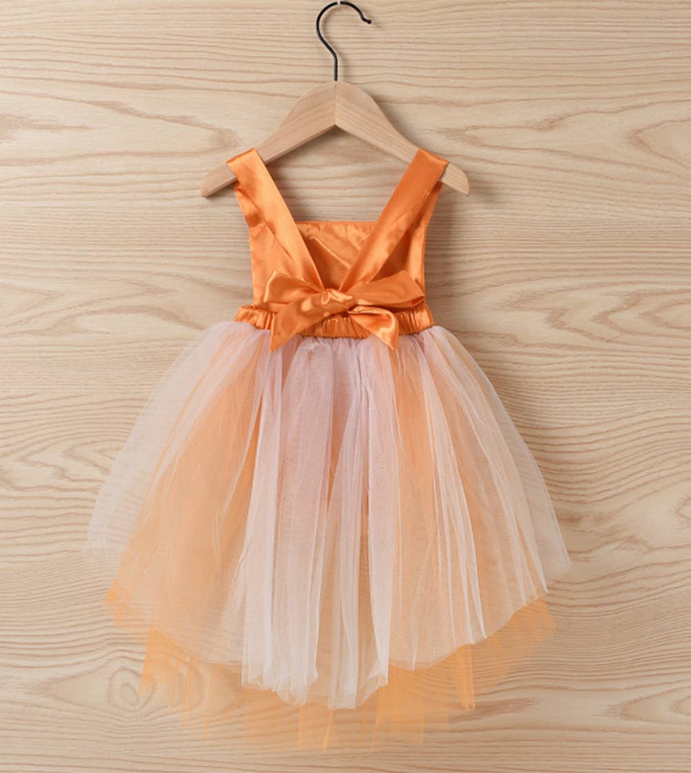 Orange Pumpkin Striped Tulle Skirt Romper Baby Girl Costume
