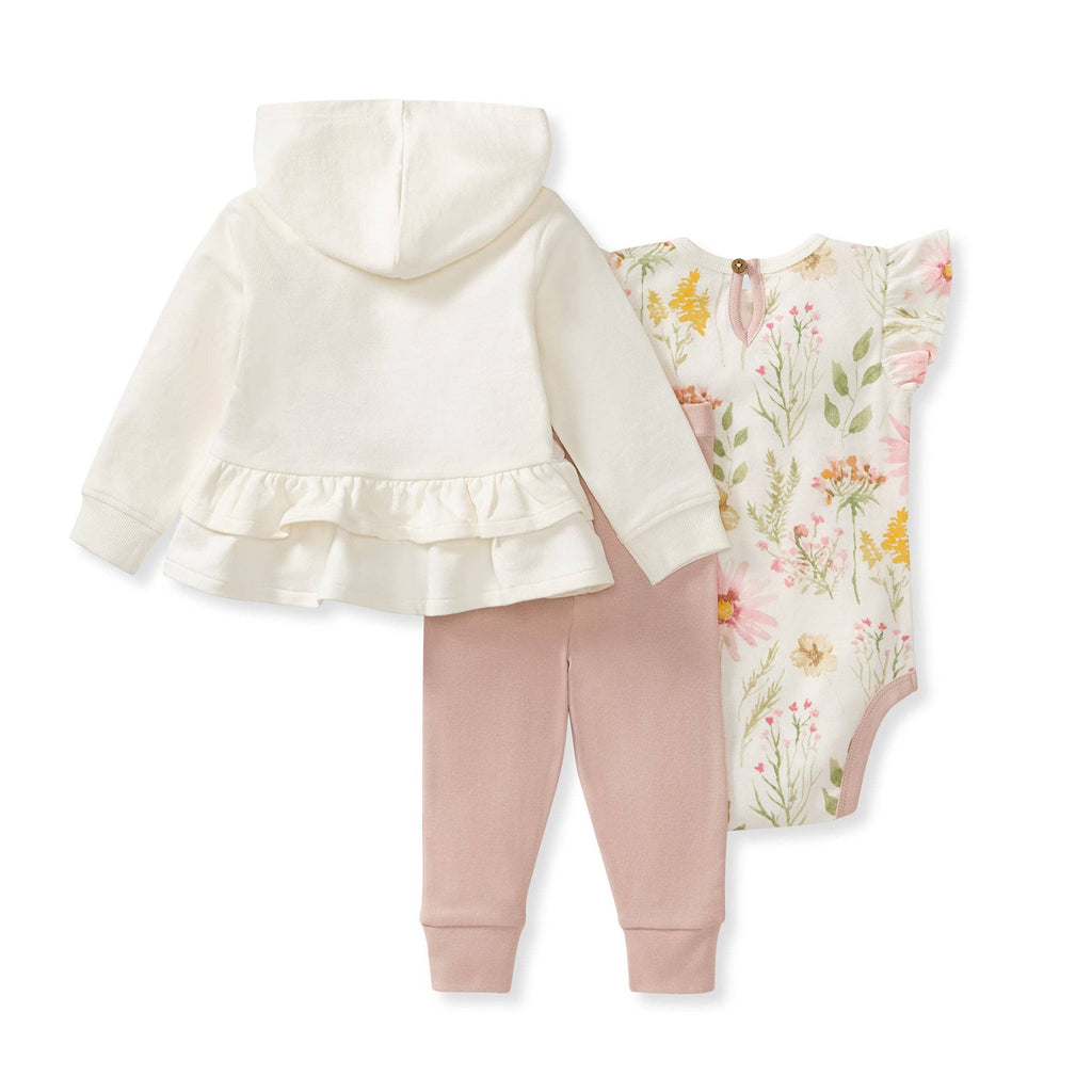Wild Floral Baby Girl Jacket, Bodysuit & Pant 3 Piece Set