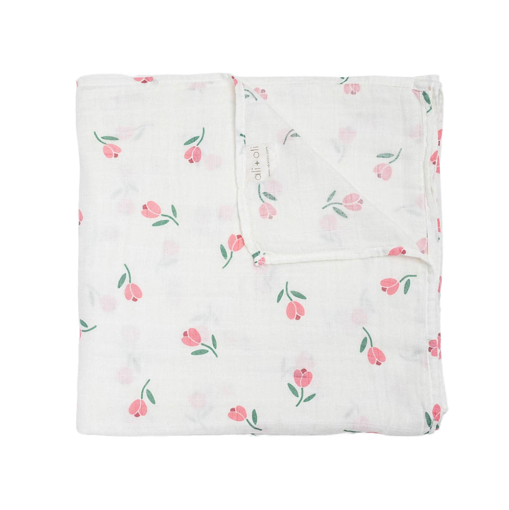 Bamboo Muslin Swaddle Blanket (Tulip)