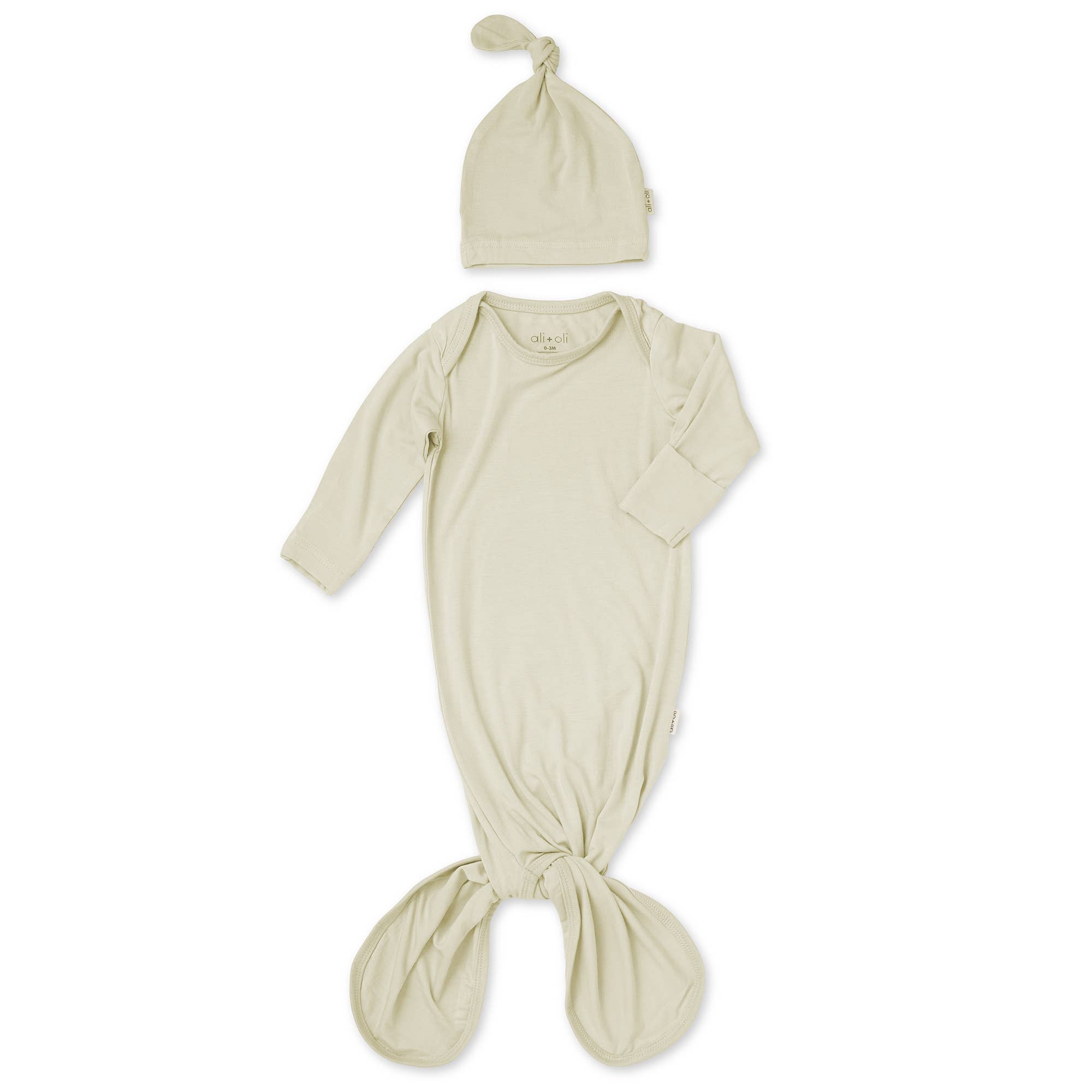 Ali+Oli Bamboo Layette Knotted Gown and Beanie for Newborns