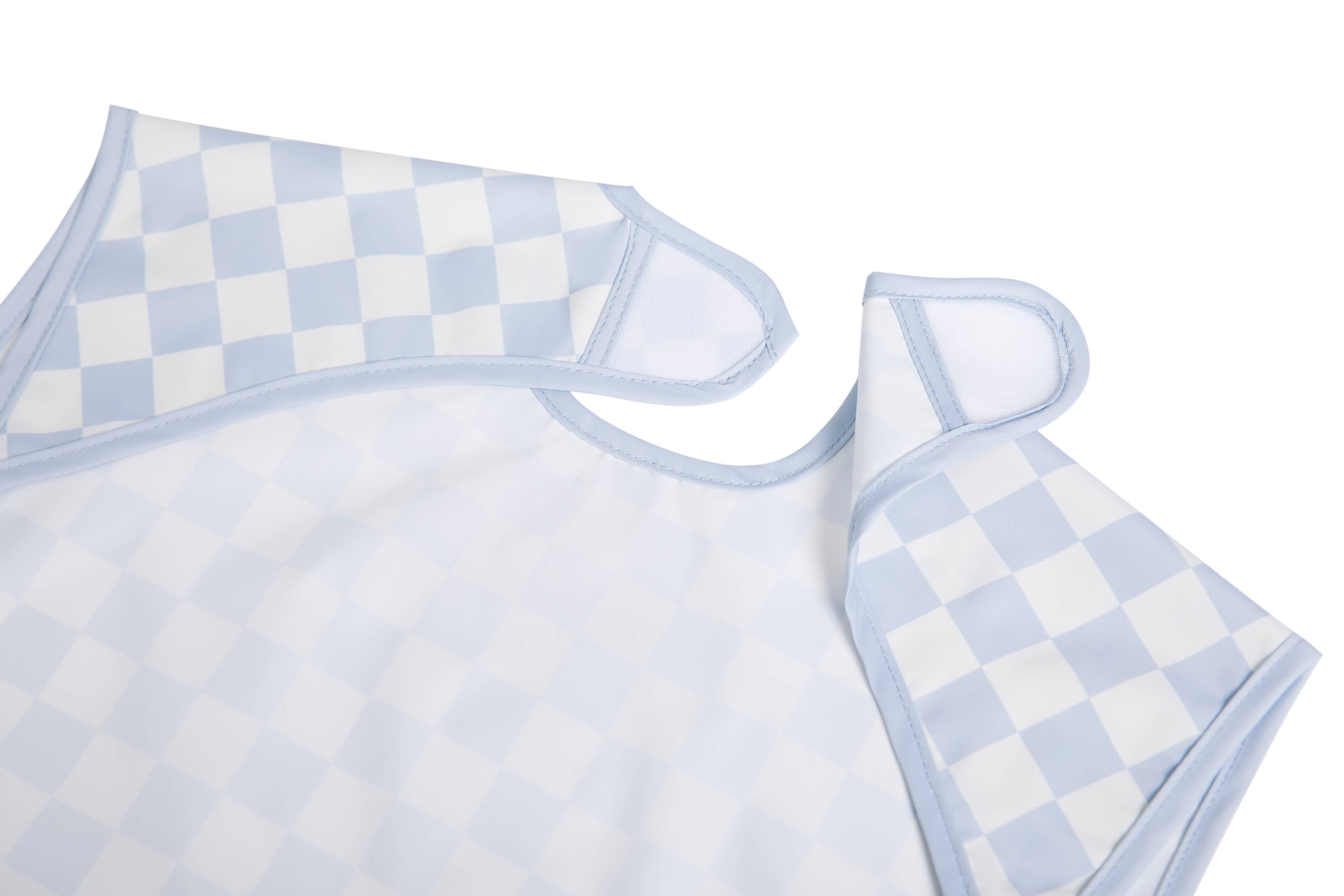Smock Bib for Baby & Toddler Short Sleeve (Blue Checkers)