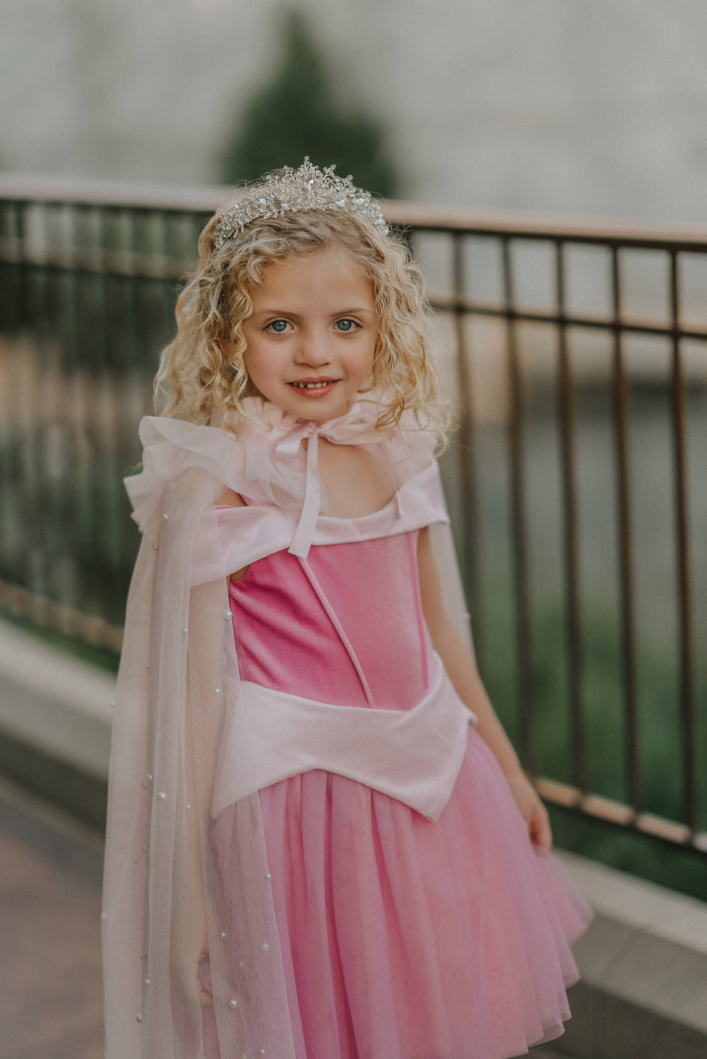 Girls Princess Pearl Accent Cape Light Pink