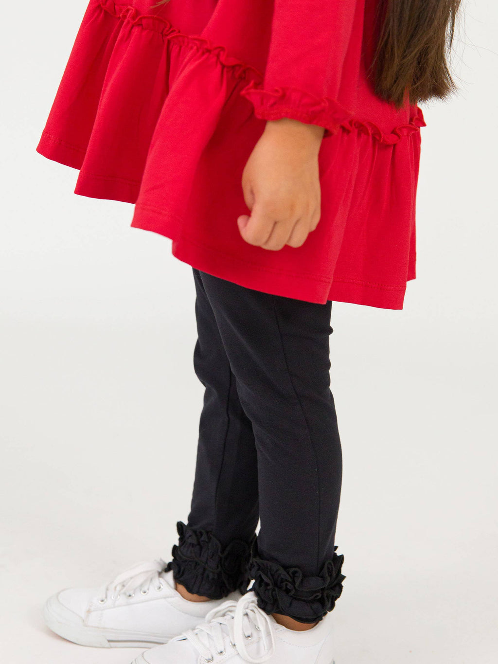 Girls Black Ruffle Leggings