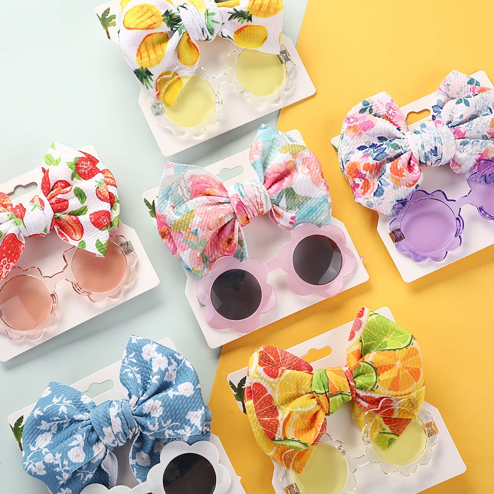 Baby Girl  Sunglasses and floral Headband 2pcs Set
