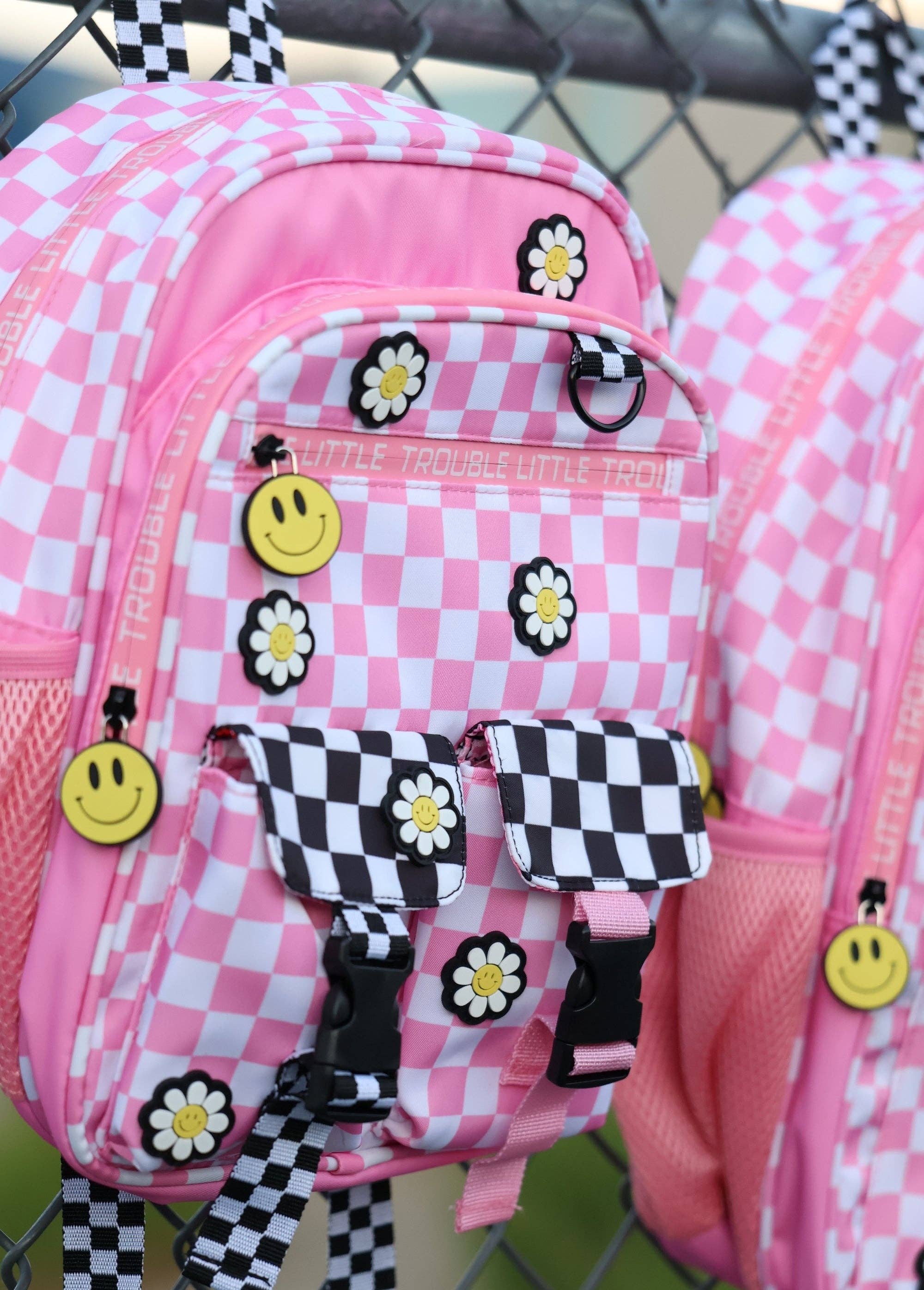 Mini Daisy Checker Pink Backpack little trouble