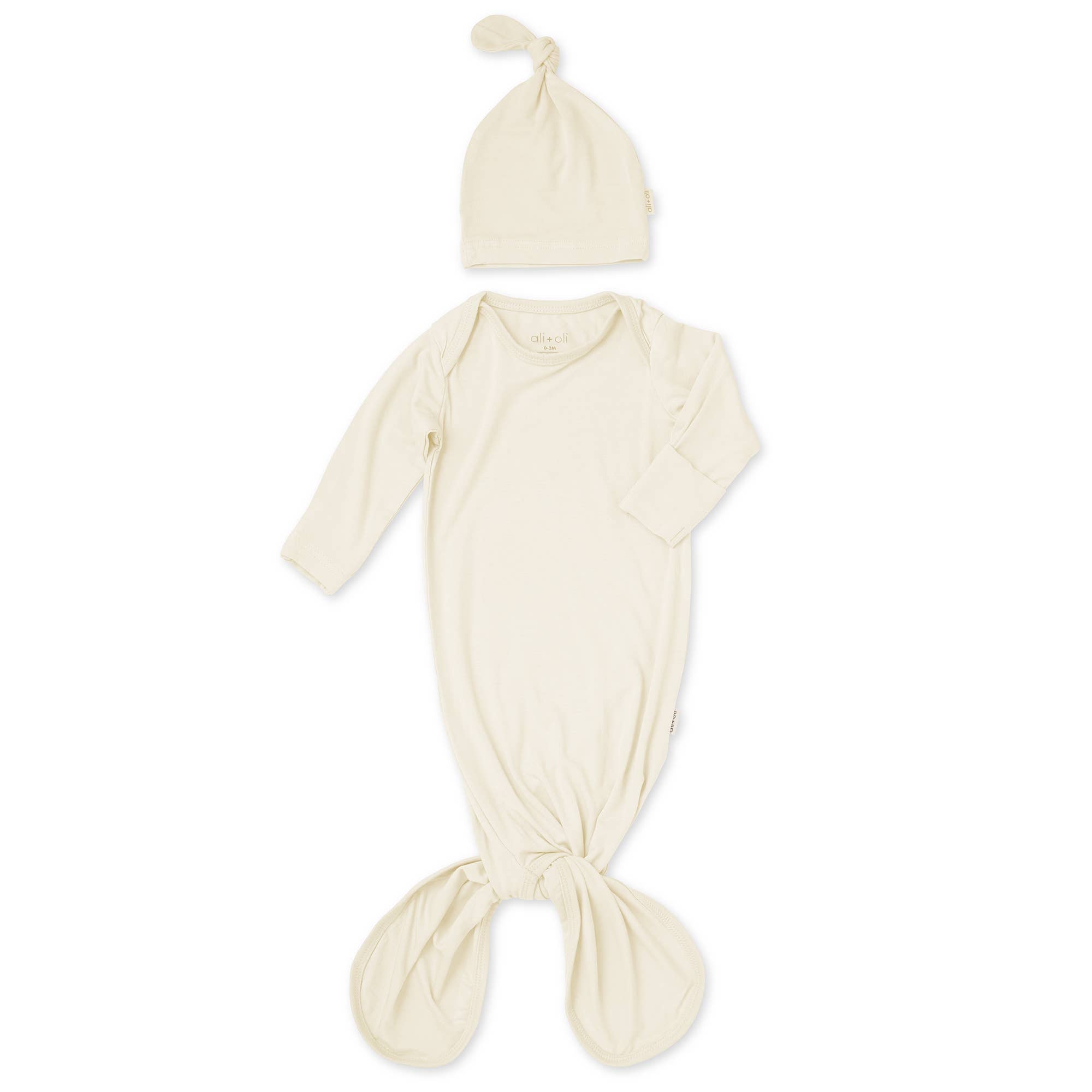 Ali+Oli Bamboo Layette Knotted Gown and Beanie for Newborns