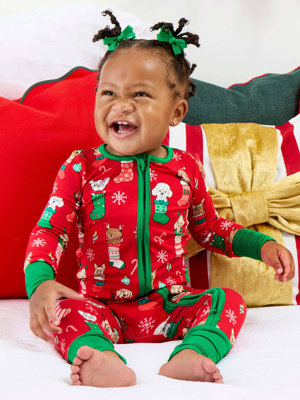 SoftSnooze™ Baby Bamboo Viscose Christmas Stocking Puppers Convertible One Piece Footie Pajama