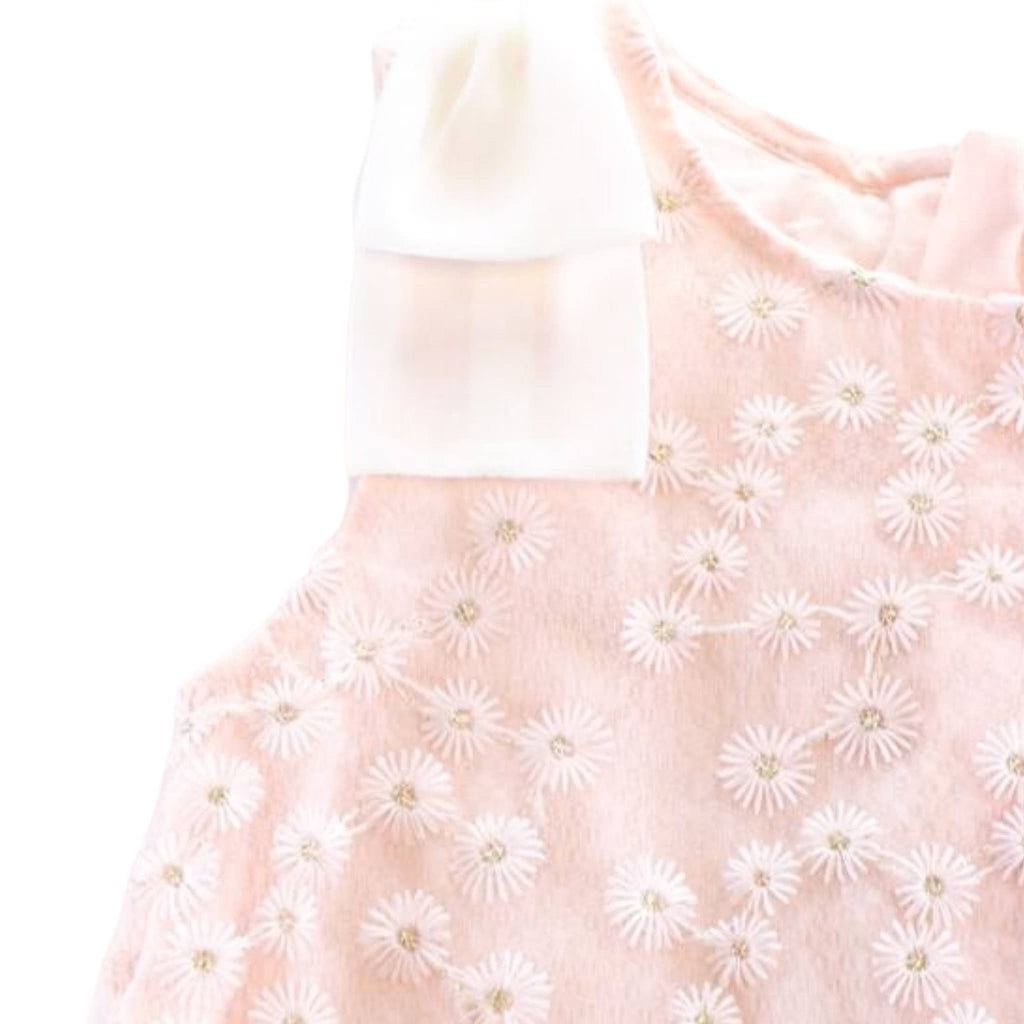 S50 13038  Floral Embroidered Sheer Dress