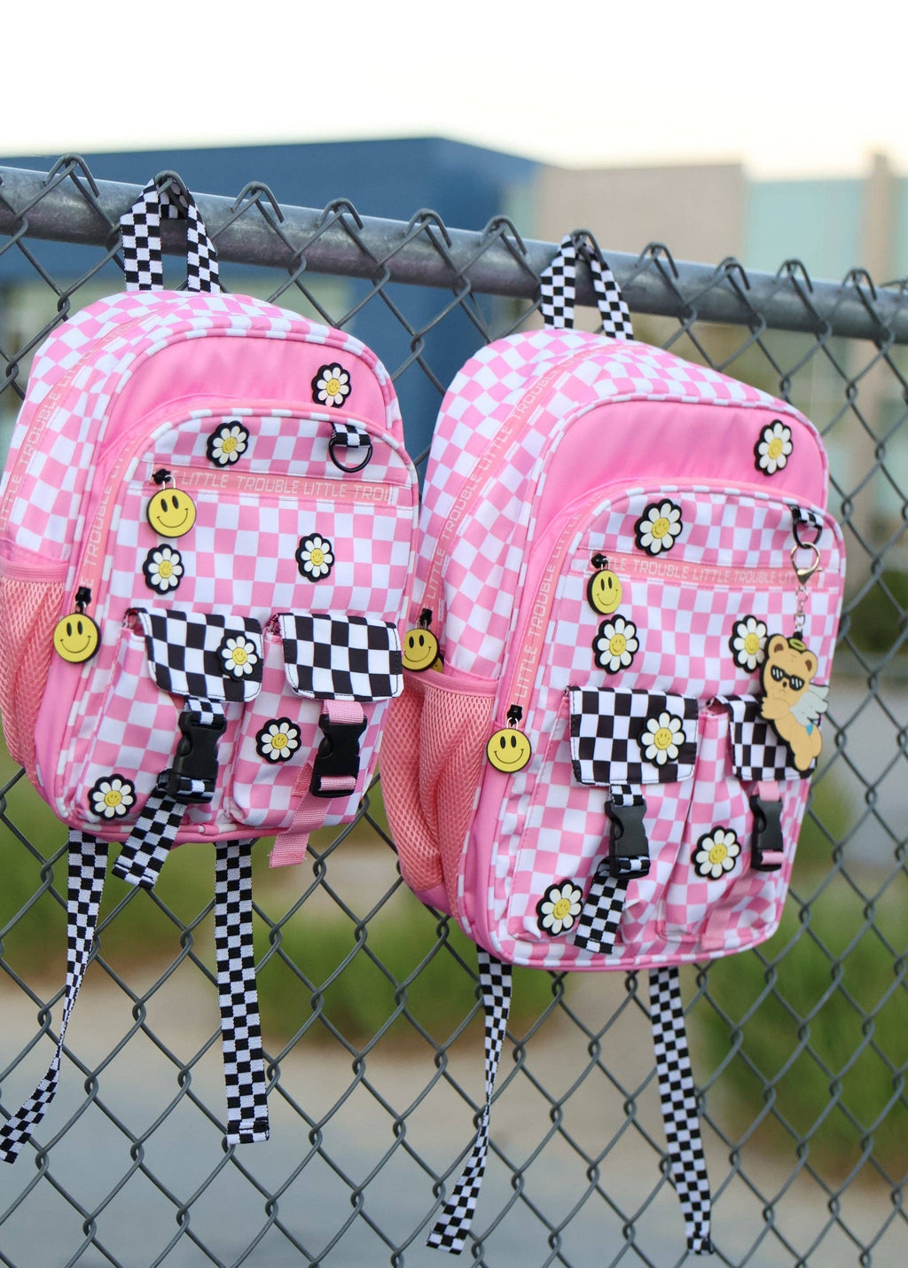 Mini Daisy Checker Pink Backpack little trouble