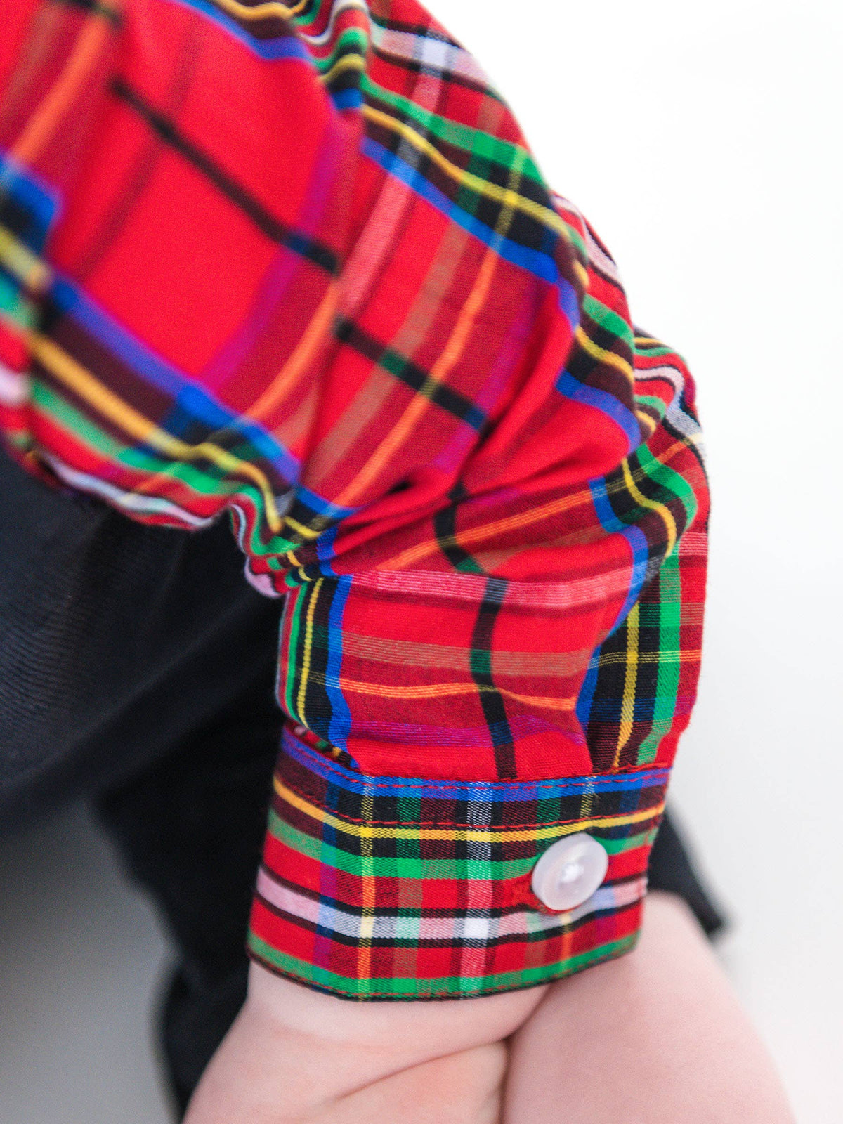 Baby Boys Red Nicholas Plaid Long Sleeve Button Down Bodysuit