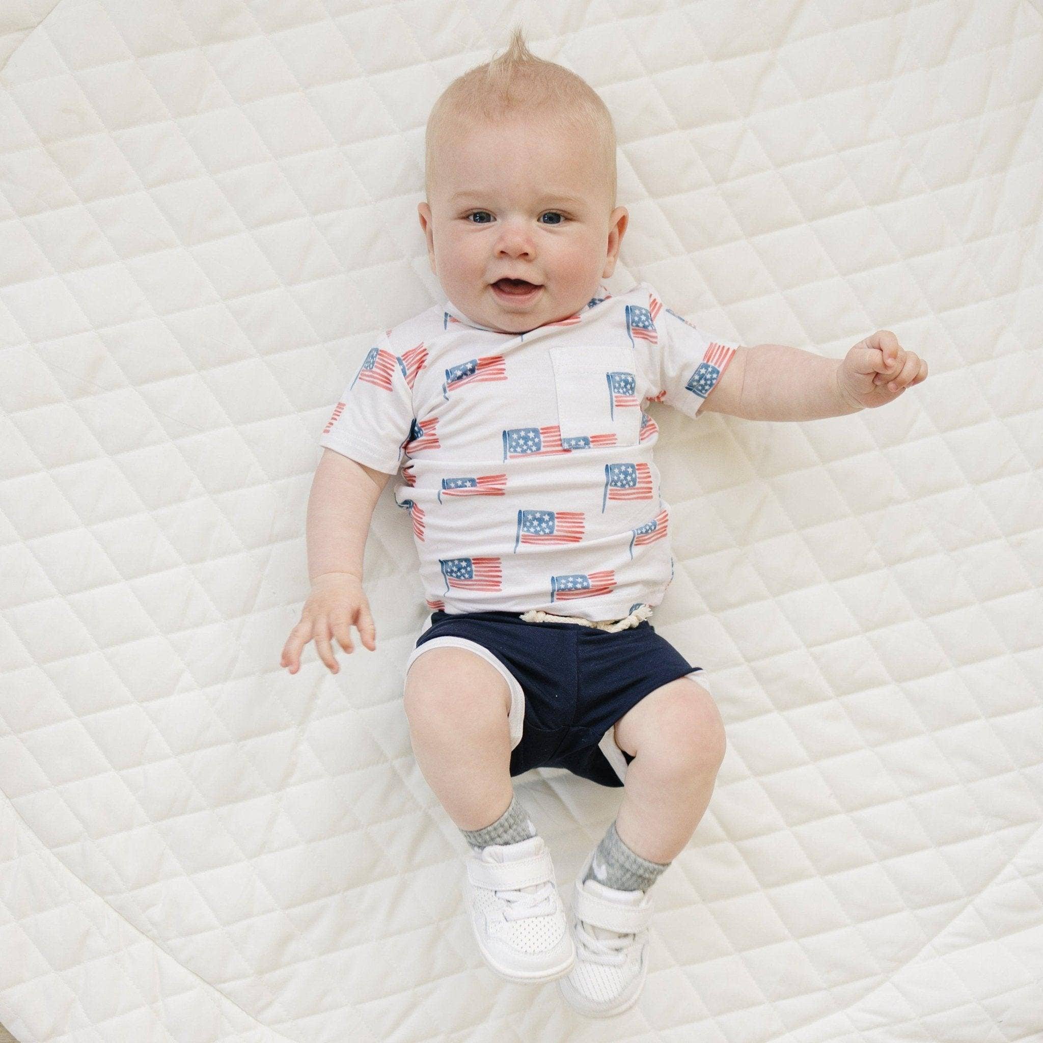 Flag Bamboo Pocket Tee & Shorts 4th of July Clothes Outfit