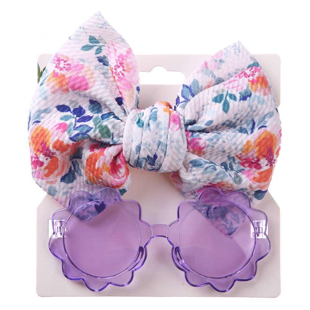 Baby Girl  Sunglasses and floral Headband 2pcs Set