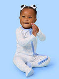 SoftSnooze™ Baby Cotton Modal Periwinkle Blue Safari Toile Footed One Piece Pajama