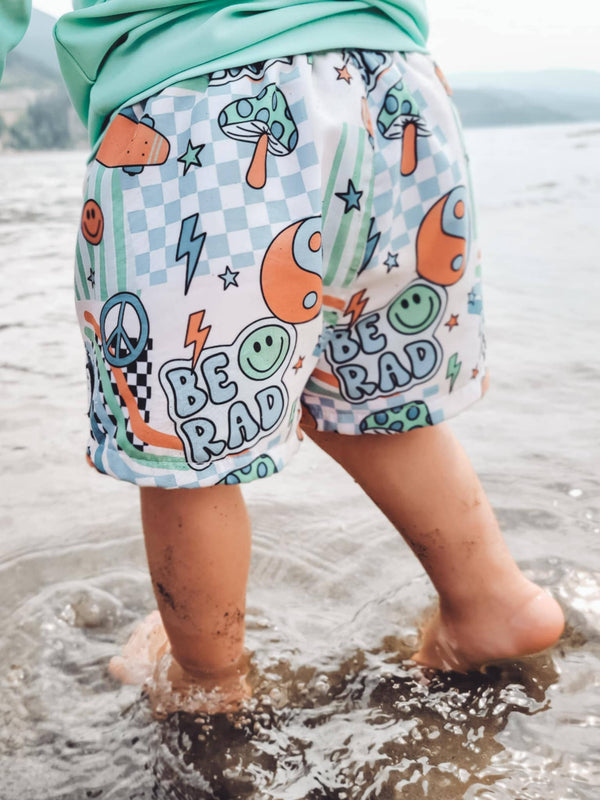 Boys Toddler Swim Trunks Swimsuit - Bright Colored Be Rad