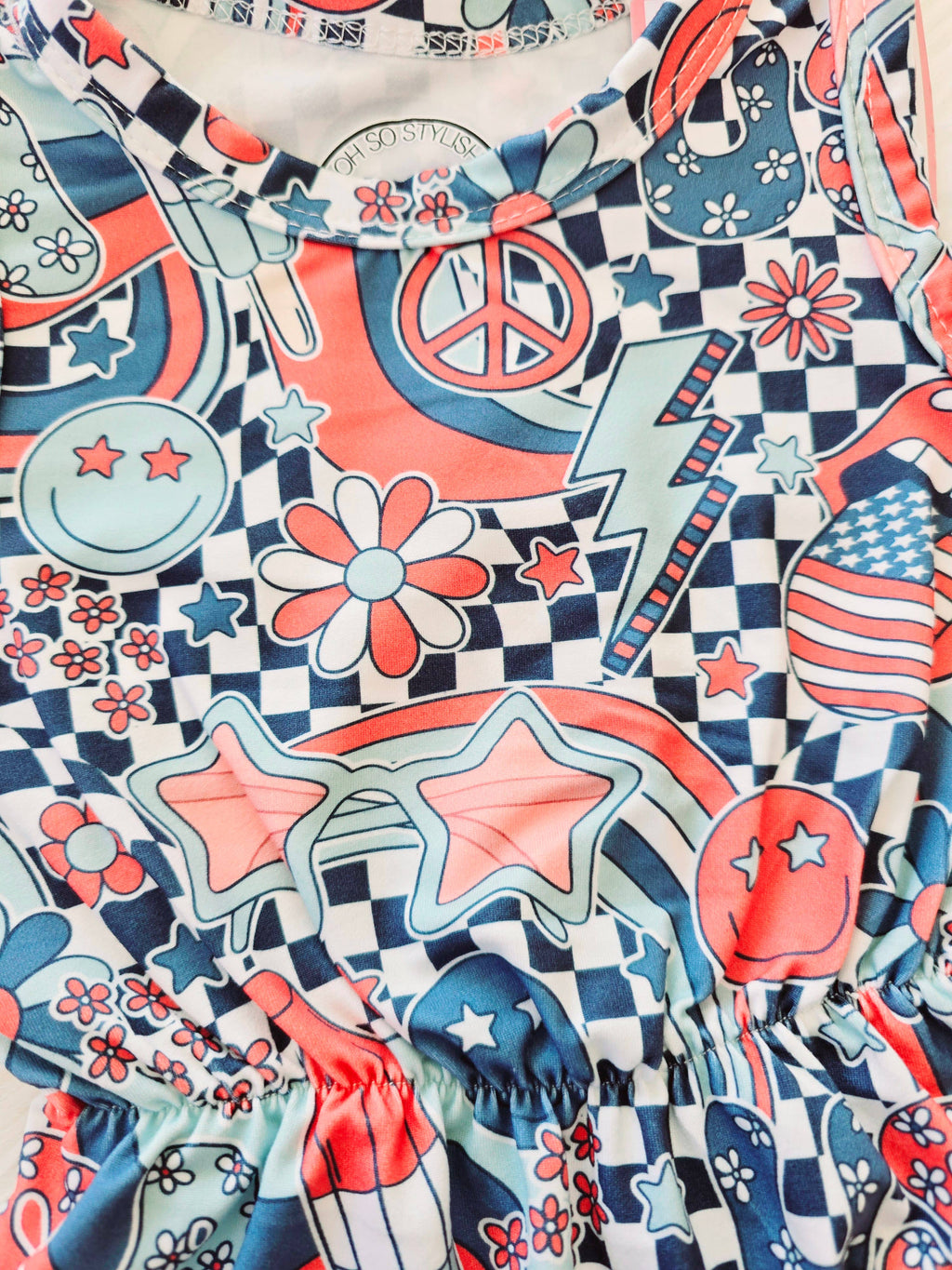 Baby Girls July 4th Groovy Pom Romper
