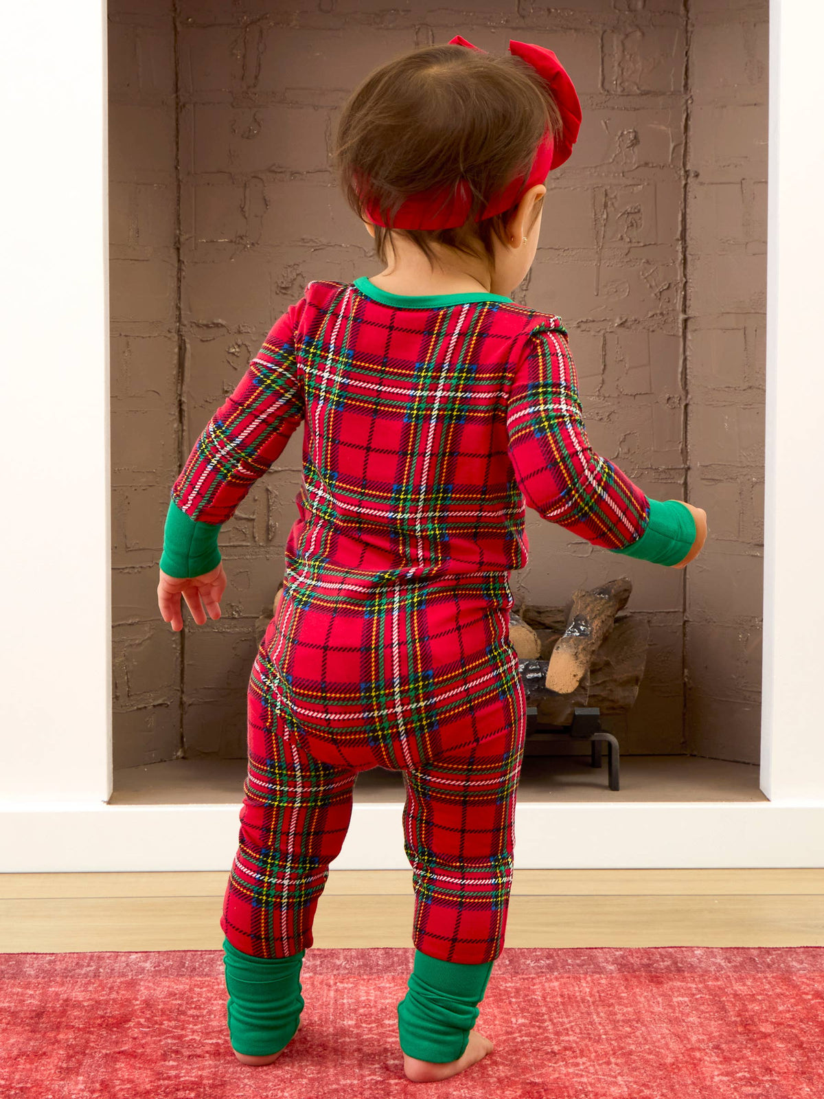 SoftSnooze™ Baby Bamboo Viscose Red Nicholas Plaid Convertible One Piece Footie Pajama