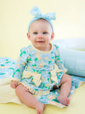 Baby Girls Blooming Basket Long Sleeve One Piece Bow Peplum Rash Guard Swimsuit with Signature Rear Ruffles