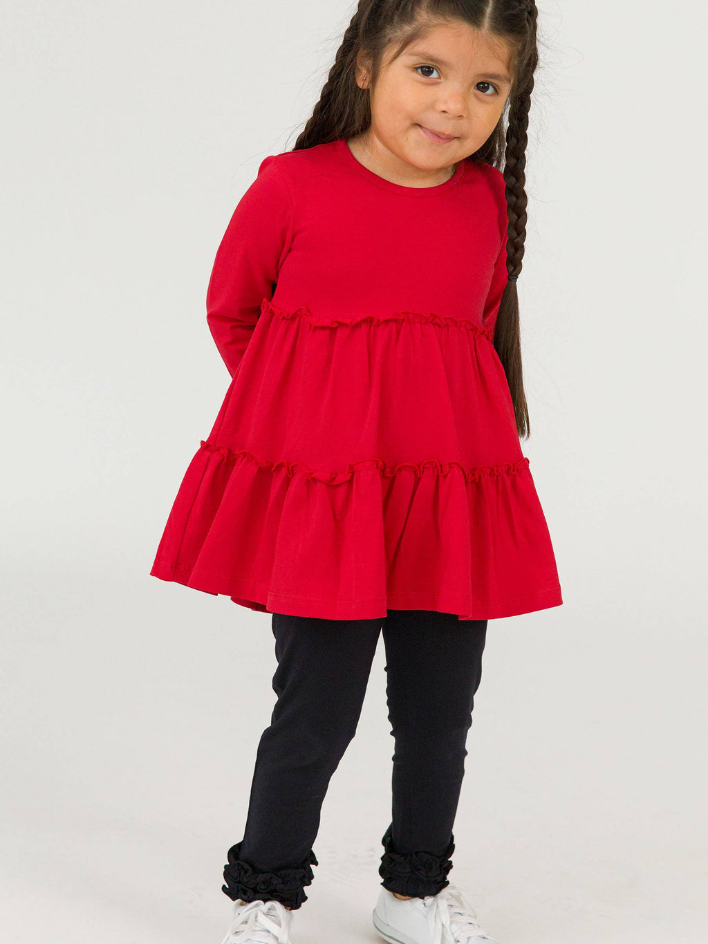 Girls Black Ruffle Leggings