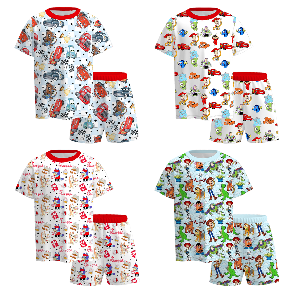 Bamboo short pj set ( cars & blue dog x chicken)