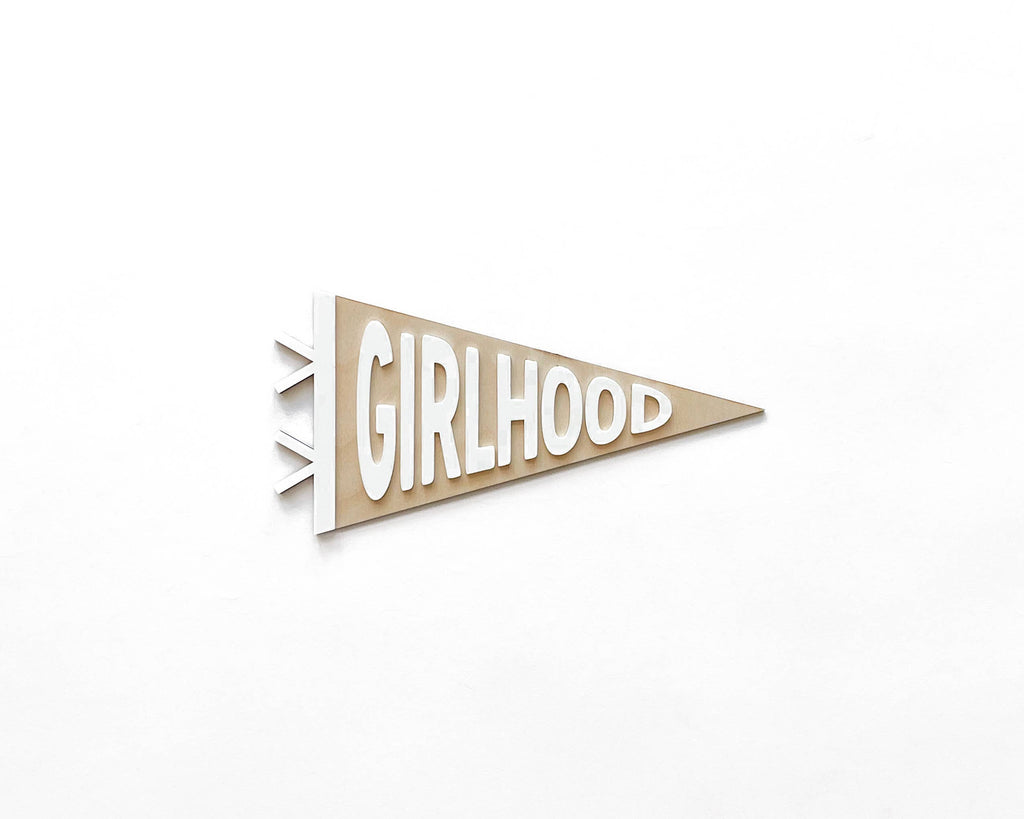 Girlhood Shelf Sign, Kids Nursery Room Decor, Baby Wall Sign