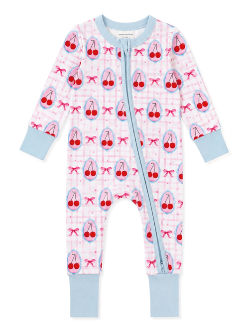2-Way Zip Romper, Coquette Cherries