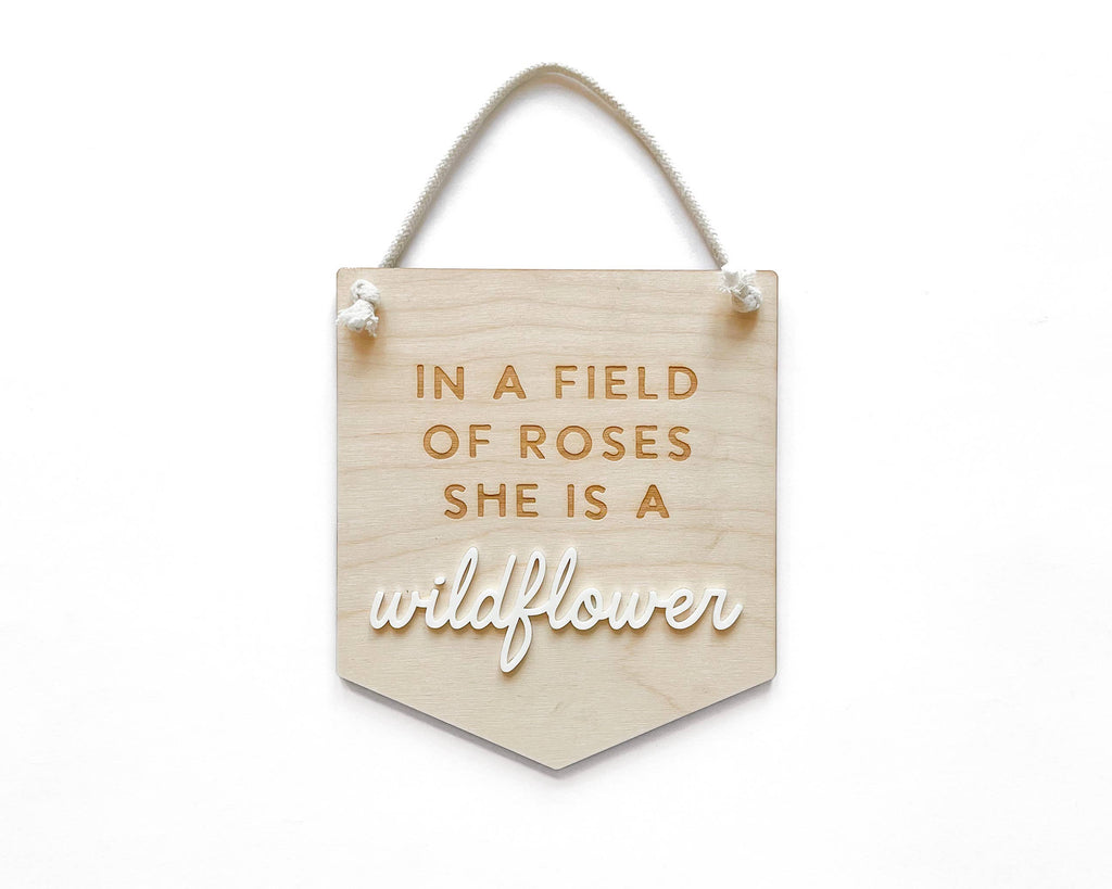Wildflower Sign, Kids Nursery Room Decor, Baby Wall Sign