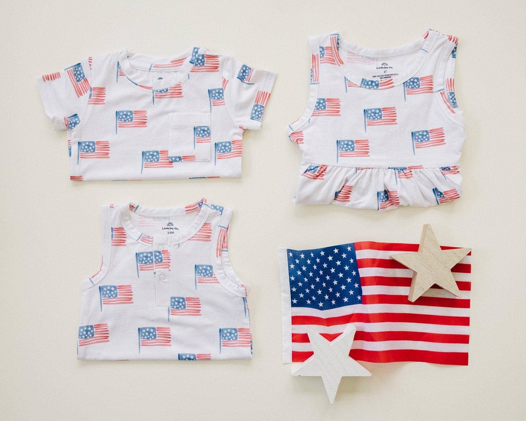 Flag Bamboo Pocket Tee & Shorts 4th of July Clothes Outfit