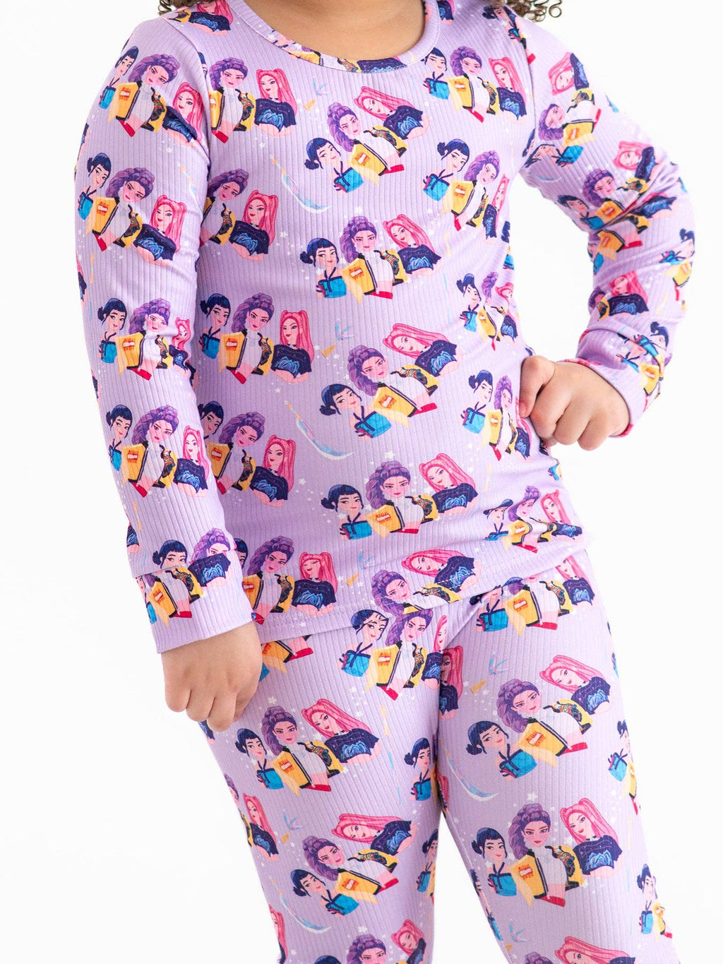 Girls Purple Print Long Sleeve Lounge Set