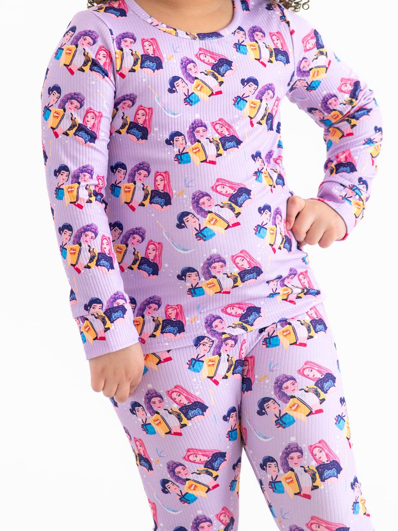 Girls Purple Print Long Sleeve Lounge Set