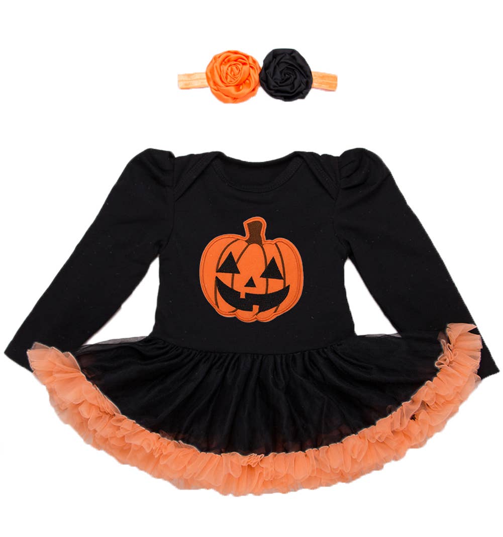Spooky Pumpkin Tutu Romper Tutu Dress & Headband