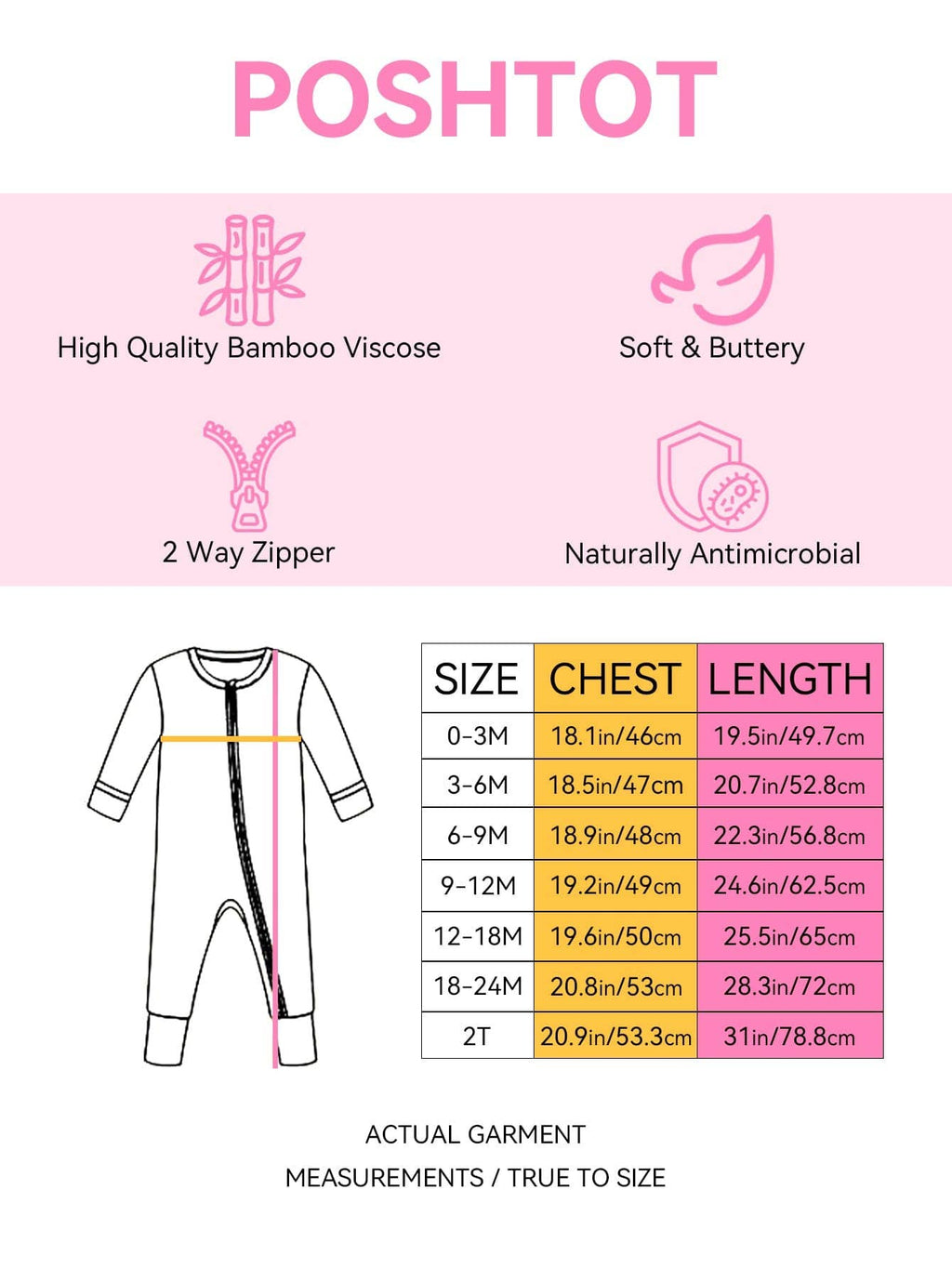 Posh TOT Pastel Seashell Bamboo Baby Convertible Zippy Romper
