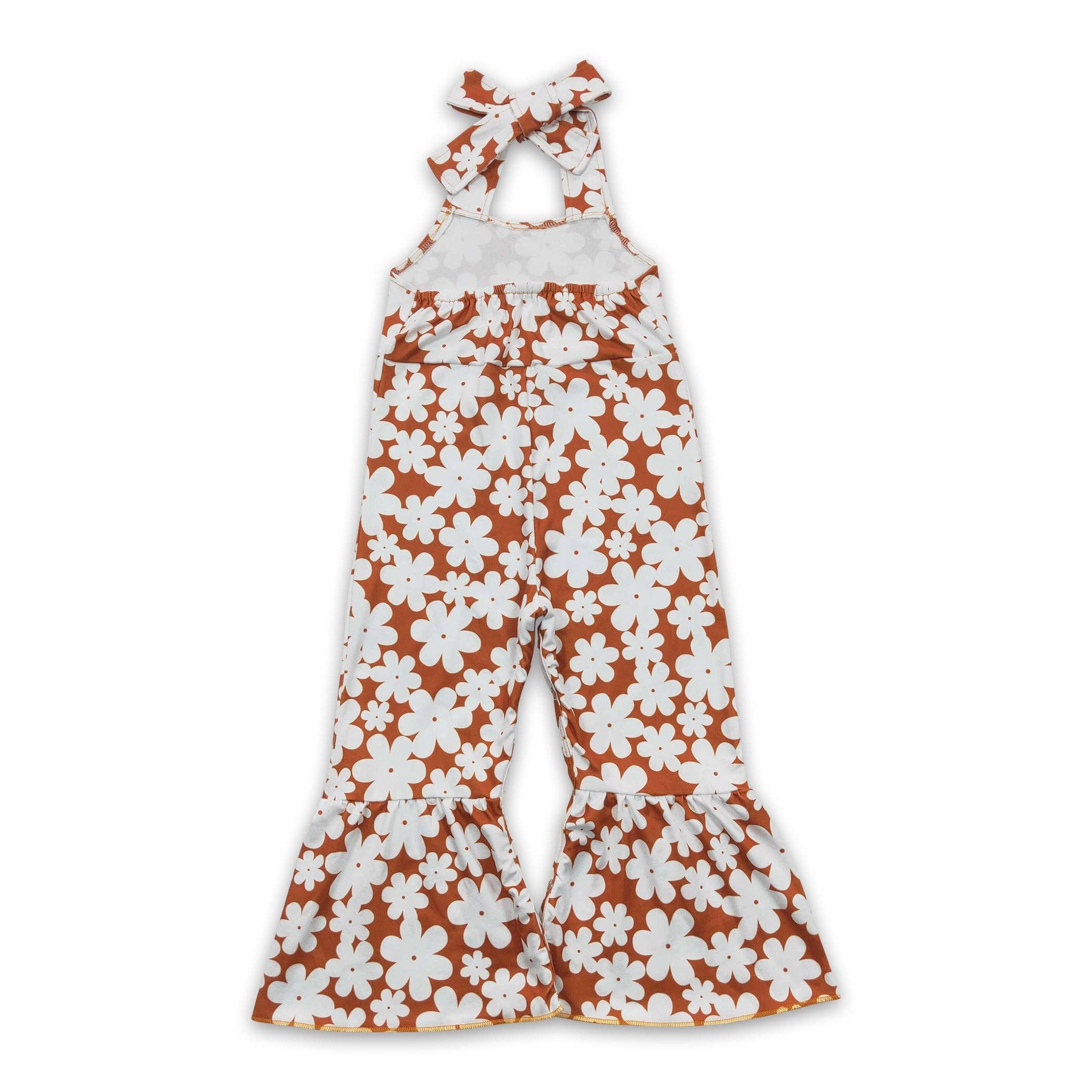 White flower sleeveless baby girls jumpsuit