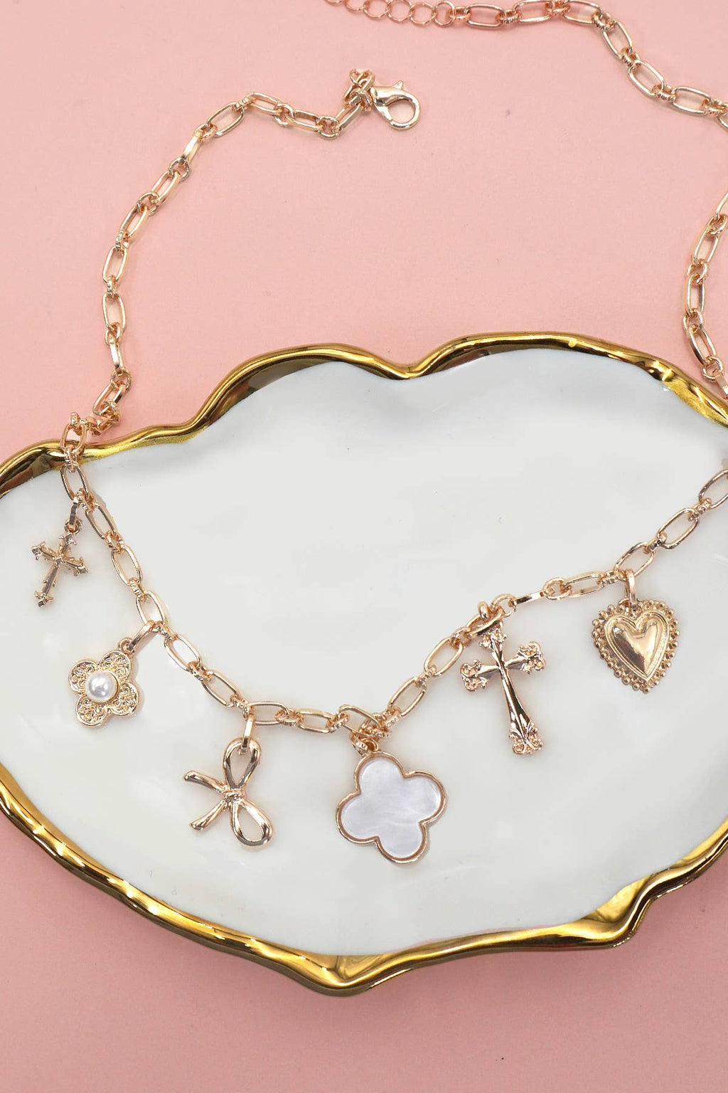 CHARM NECKLACE-CLOVER BOW CROSS HEART FLOWER | 80N91988