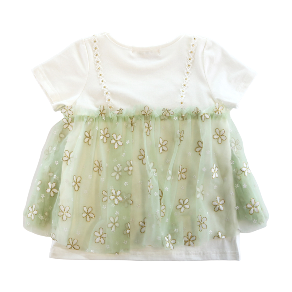 S15 13068 2-In-1 Glitter Floral Mesh Top (2 Colors)