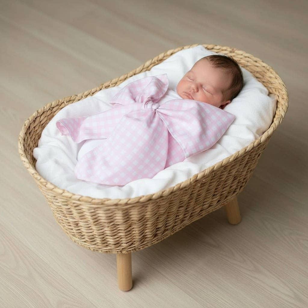 Newborn Swaddle Sash Maternity Sash with Big Bowknot Plaid