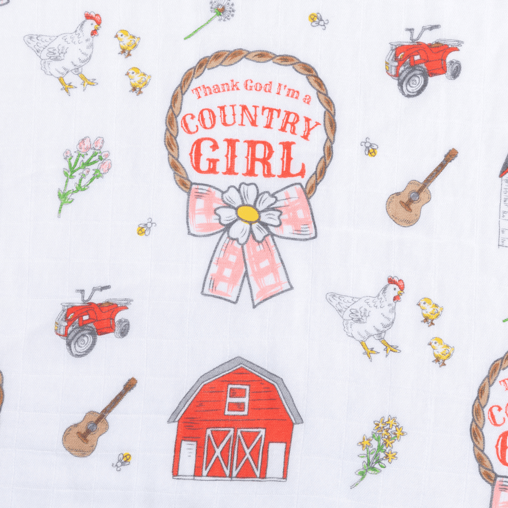 Country Baby Girl Burp Cloth and Bib 2 in 1  Absorbent and Gentle on Newborn Skin