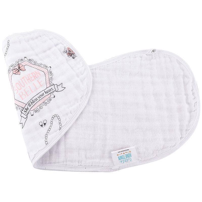 Southern Bell Baby Burp Cloth and Bib 2 in 1  Everyday Feeding Essential