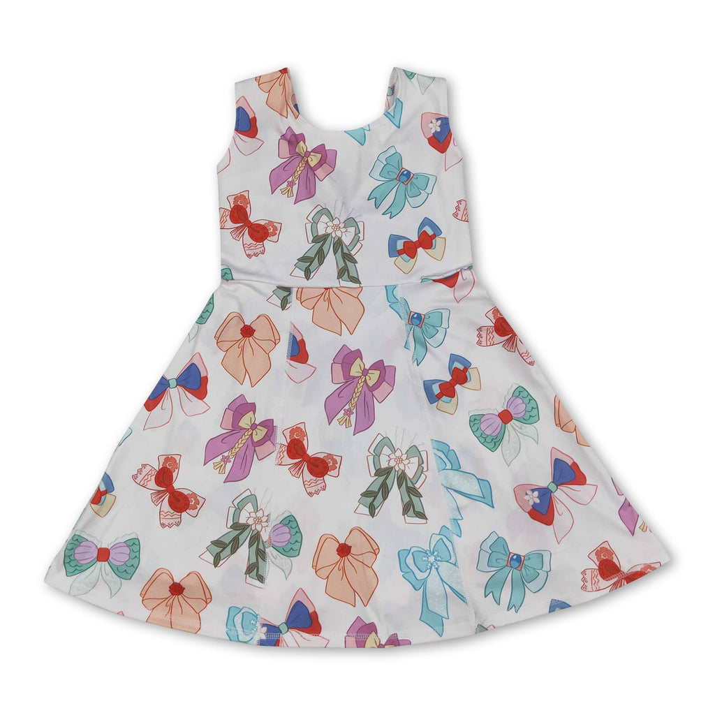 Sleeveless princess bow top skirt girls active wear set
