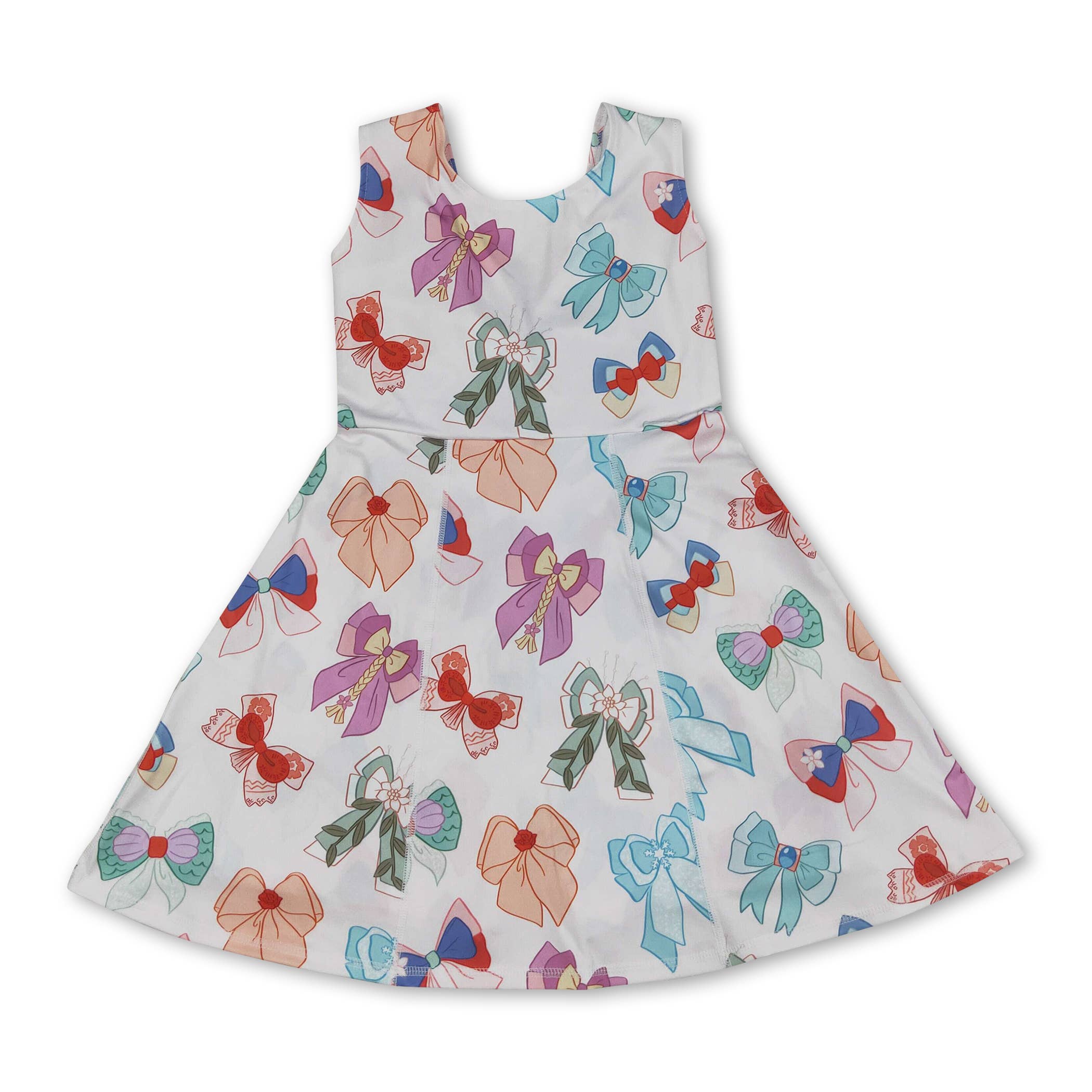 Sleeveless princess bow top skirt girls active wear set